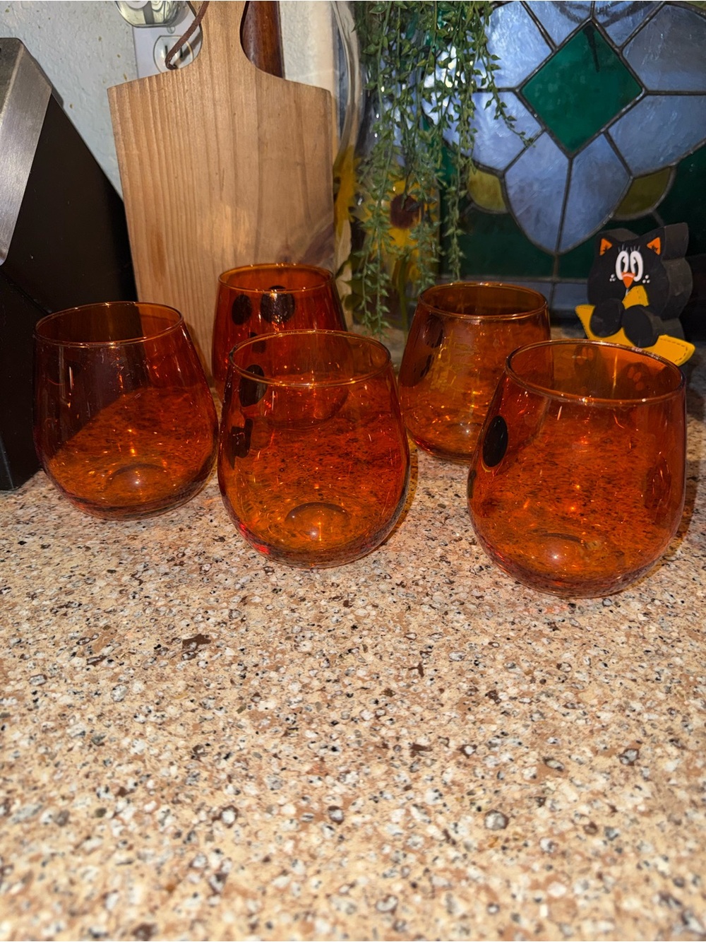 Set of 5 Orange Halloween Jack-O'-Lantern Glasses - Picture 5 of 9